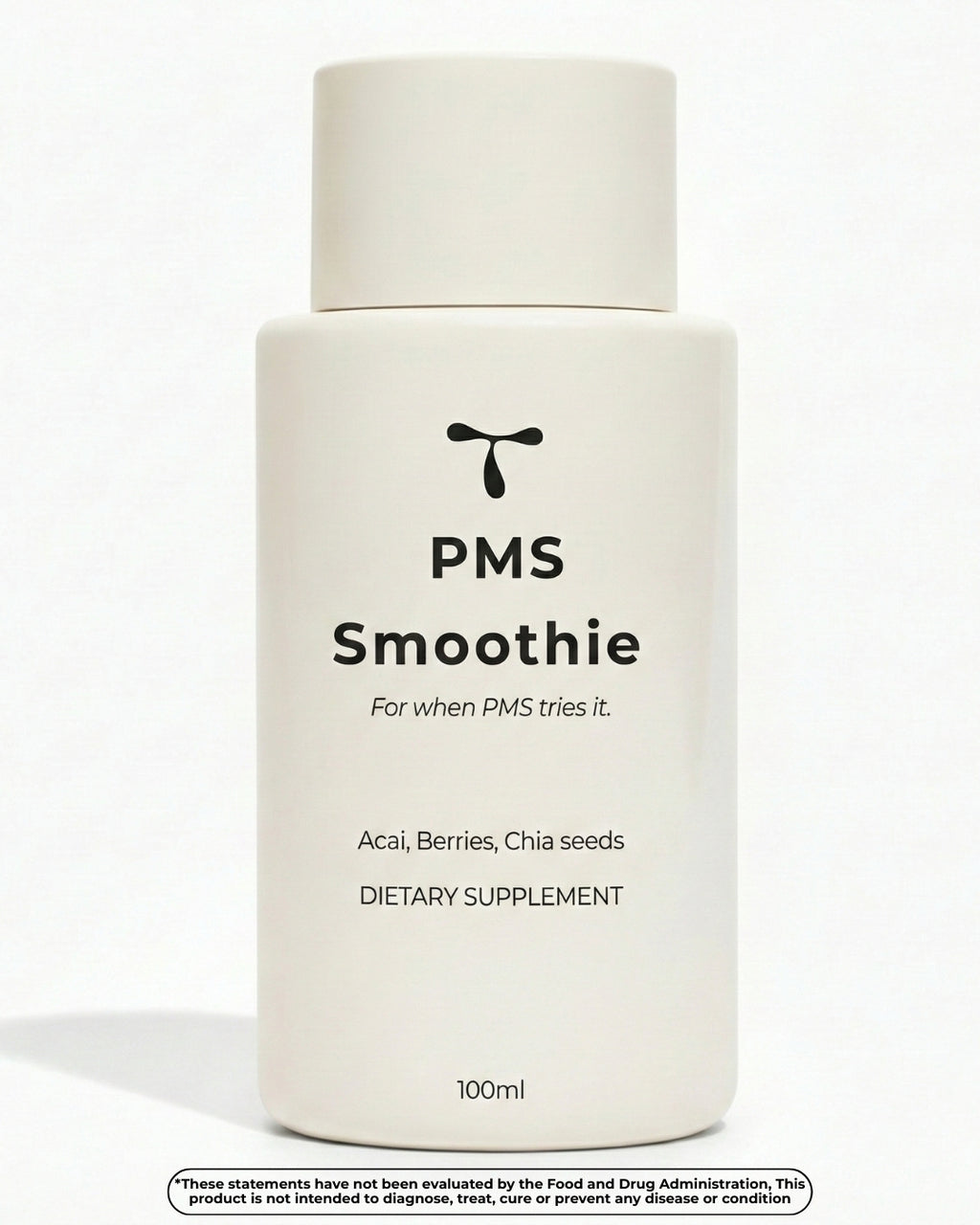 PMS Smoothie dietary supplement bottle on a white background